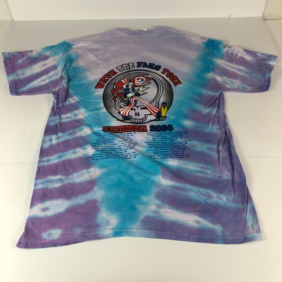 Vintage 2000s Grateful Dead Shirt Men's Large Light Purple Tie Die Wave The Flag - Picture 6 of 12